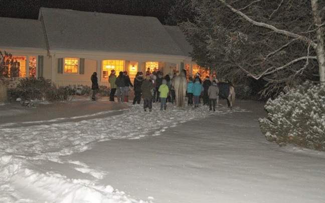 In 2013, Knollwood Farms youth club, the Knollwood Knockouts, had its own Christmas party, and even took two of the school horses caroling. Photo by Josh Hanna.