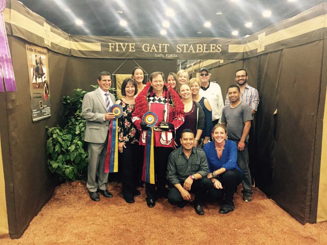 My wonderful Five Gait Stables team after my dad and IAMNOTACOW's championship win Friday night. 